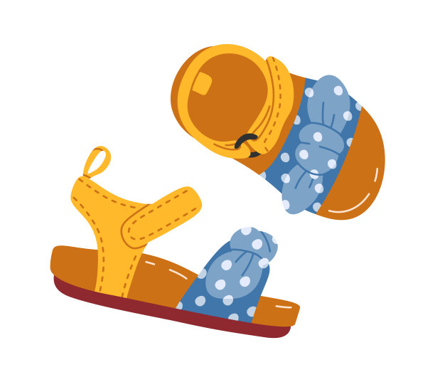 鞋对儿童平底插图时尚鞋类图片下载