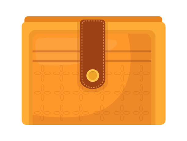 极简的皮革钱包平面插图图片下载