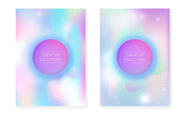 梯度设计。充满活力的点。蓝色圆形演示。全息图纹理。空间紫外模板。全息背景。复古的概念。科学传单。紫色渐变设计图片下载