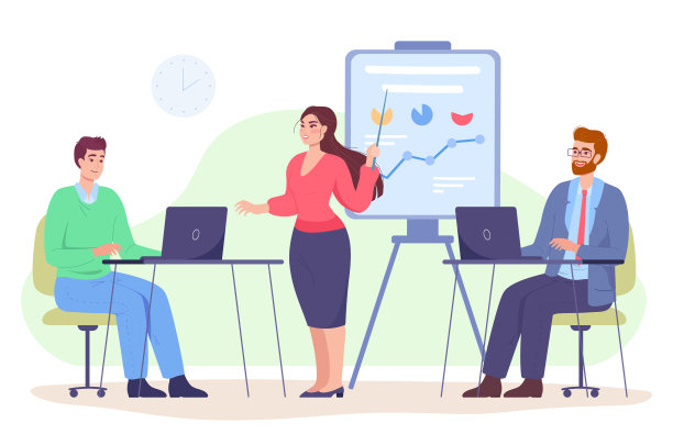 女员工向同事介绍项目图片下载