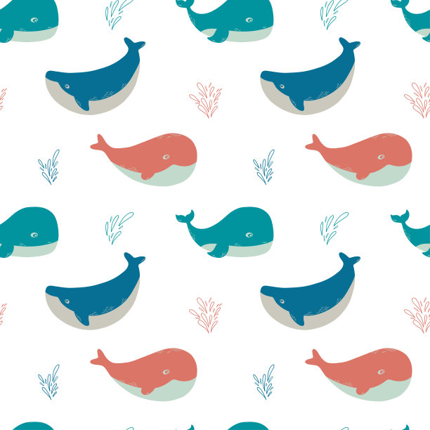 鲸鱼无缝图案图片下载