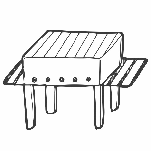 火盆，烤肉，涂鸦风格，素描插图，手绘，光栅图片下载