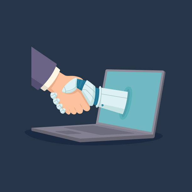 握手人与人工智能协作图片下载