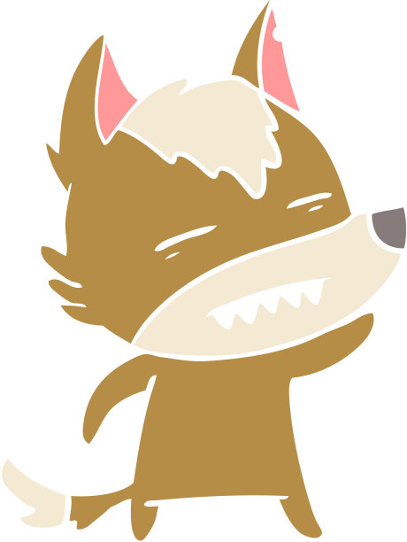 平面色彩风格卡通狼挥舞露出牙齿图片下载