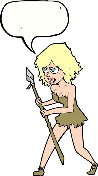 卡通洞穴女孩说话泡沫图片下载