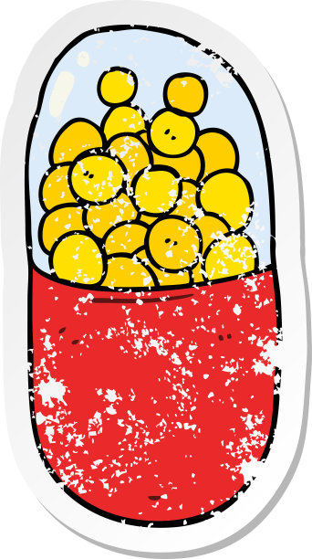 卡通药片的心疼贴纸图片下载