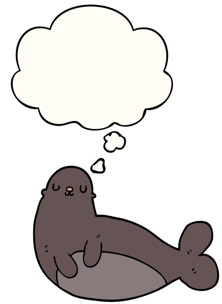 带有思想泡泡的卡通海豹图片下载