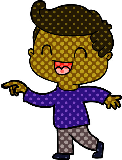 卡通快乐男人指点插画图片下载