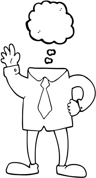 徒手画的思想泡泡卡通无头商人图片下载