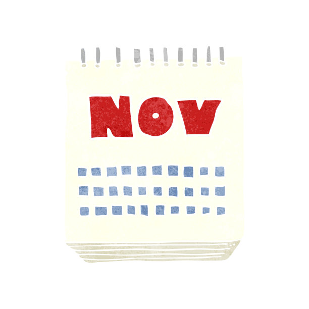 手绘复古卡通日历显示11月图片下载