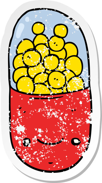 卡通药片的心疼贴纸图片下载