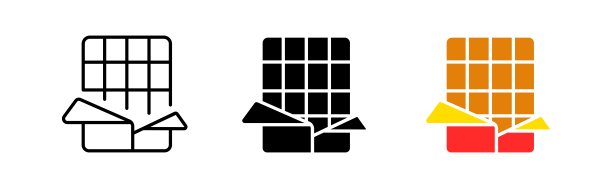 早餐套装图标。甜，巧克力，茶，咖啡，玻璃杯，杯子，厨房，盘子，糖果，甜。美食的概念。矢量图标在直线，黑色和颜色风格在白色背景图片下载