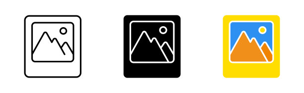 图片线图标。图像，照片，素描，拍照者，记忆，绘图，插图，屏幕保护程序。数字信息概念。矢量图标在直线，黑色和颜色风格在白色背景图片下载