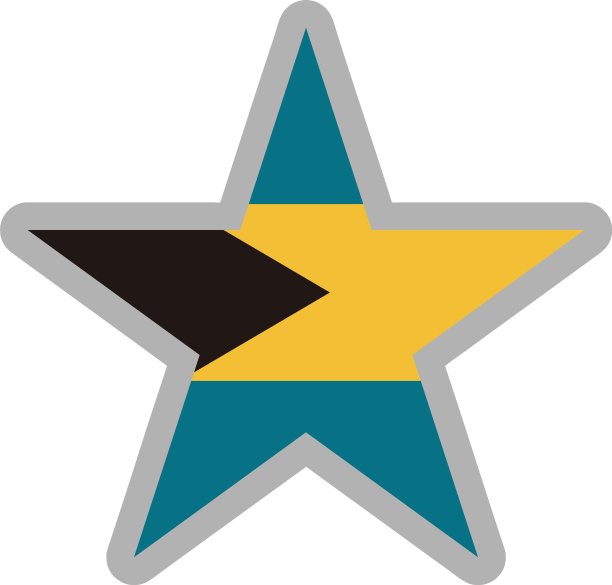 巴哈马国旗图标矢量插图材料图片下载