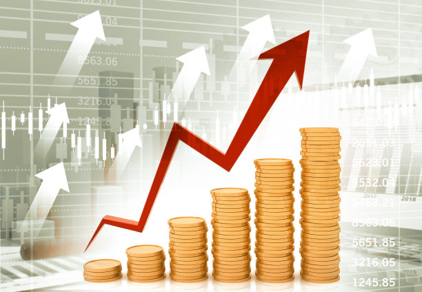 收入增长曲线图。成功的商业图表图片下载