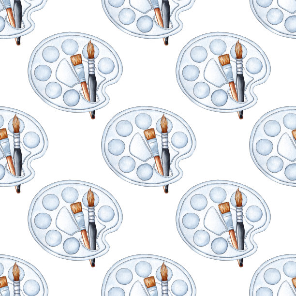 图案调色板与水彩刷子图片下载