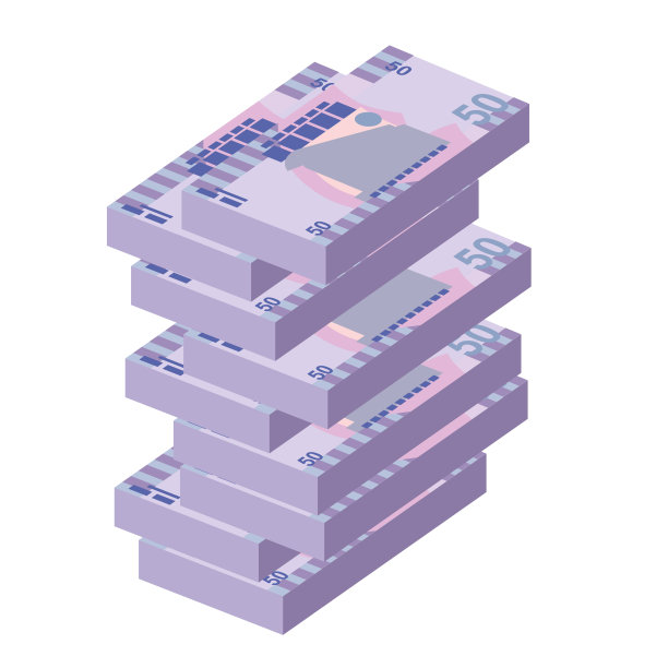 萨摩亚塔拉矢量插图。萨摩亚货币套装捆扎钞票。纸币50西st。平的风格。孤立在白色背景上。简单的最小设计。图片下载