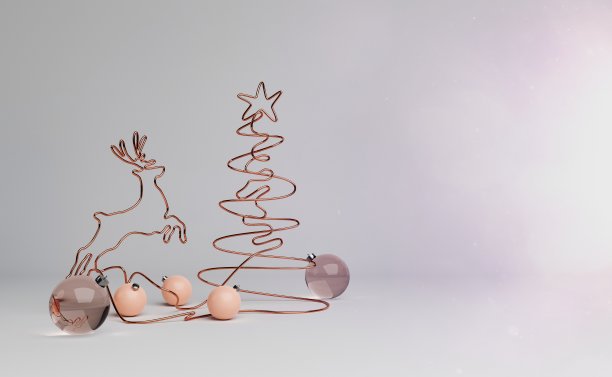 圣诞树和驯鹿形状的金属丝图片下载
