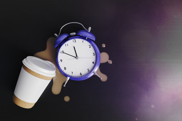 闹钟打翻了咖啡图片下载