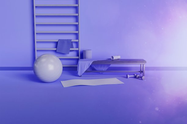 健身房的运动器材都是彩色的图片下载