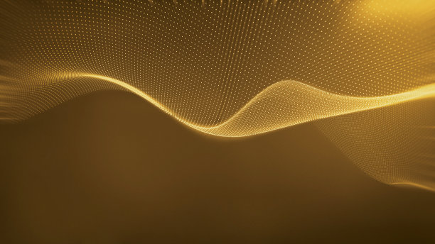 黄金数据波在元宇宙。粒子波背景与金色led灯。云计算概念。图片下载