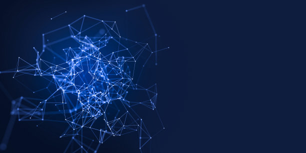 抽象的几何背景蓝色与三角形单元为设计，技术背景的连接。图片下载