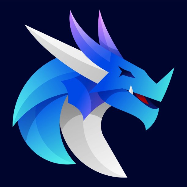 矢量插图蓝龙渐变彩色风格。图片下载