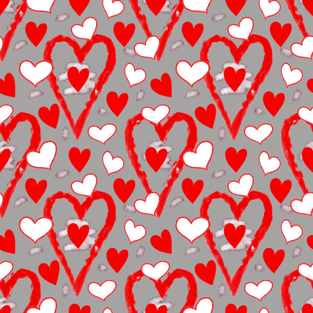 浪漫的无缝模式。情人节的背景是心形的图片下载