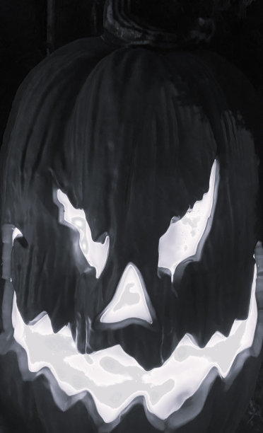 幽灵照亮南瓜在黑色和白色图片下载