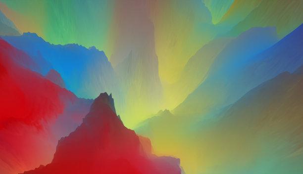 神奇的世界。多彩的抽象幻想背景，超现实的梦幻景观。三维演示图片下载