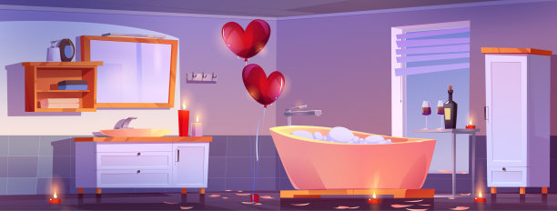 浪漫的浴室氛围适合情侣约会图片下载