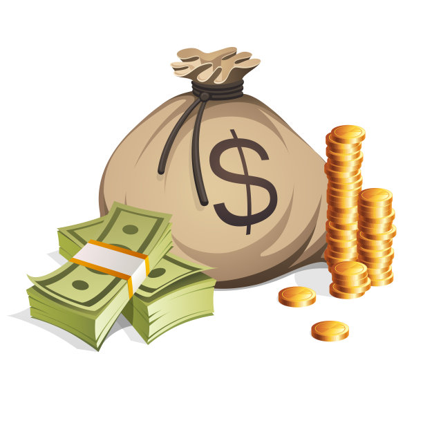 袋子孤立在白色背景上。现金的袋子。钱在袋子里。一大笔钱。图片下载