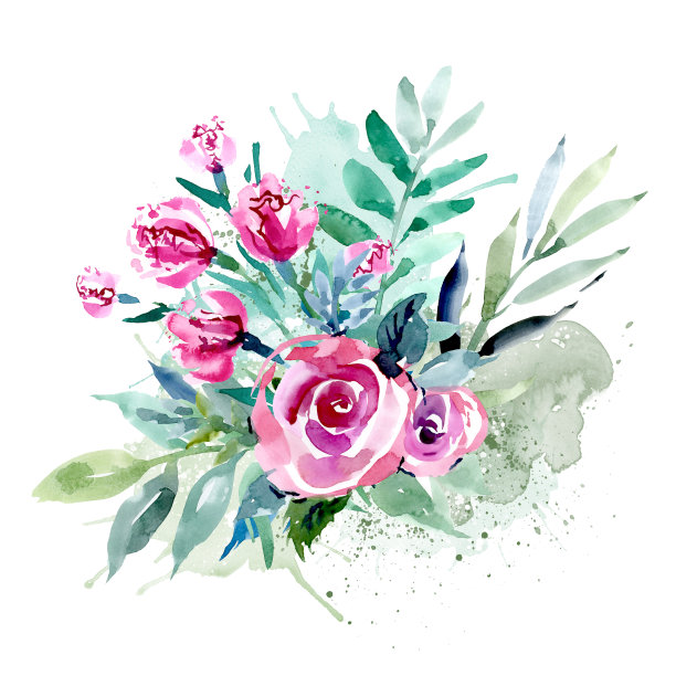 花卉构图适用于明信片、请柬、横幅、标签的设计图片下载