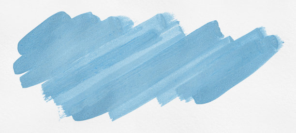 浅蓝色笔刷孤立在白纸背景上图片下载