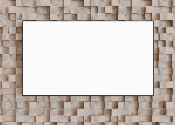 电视模型。白屏LED电视，挂在家里的墙上。复制空间的广告，电影，应用程序演示。空电视屏幕准备为您设计。现代的室内。3 d渲染。图片下载