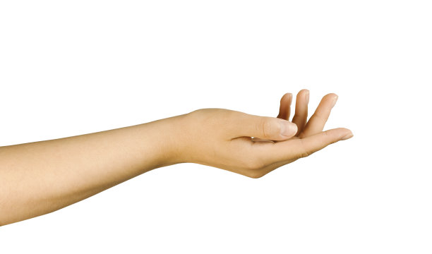 美丽优雅的手势，一个女人的手孤立在一个白色的背景。图片下载