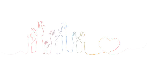 志愿服务的概念，选举的概念，帮助。线条艺术风格，一条线图片下载