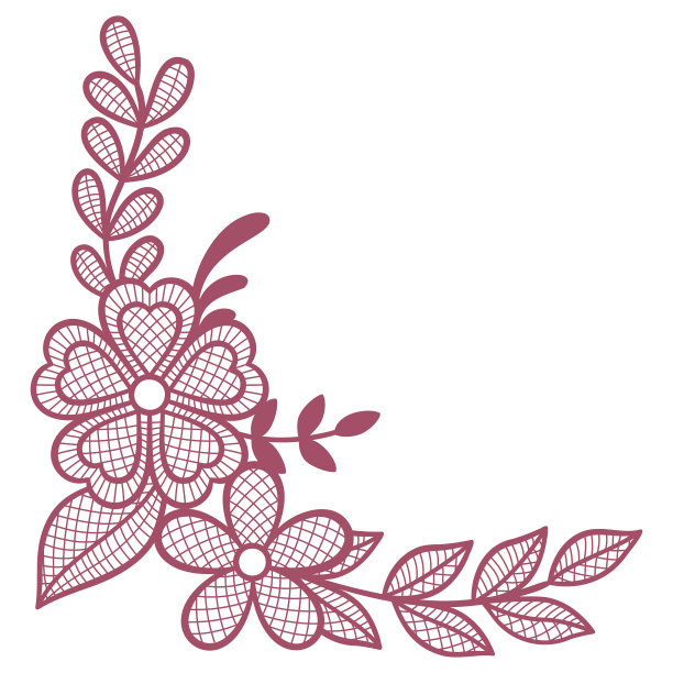 花边装饰元素与花和叶子图片下载