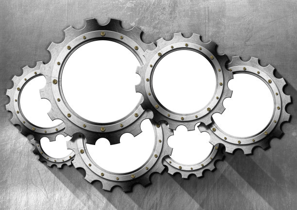 金属背景上的一组空金属齿轮(齿轮)图片下载