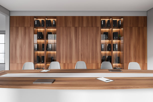 轻商务室内与椅子，桌子和货架文件图片下载