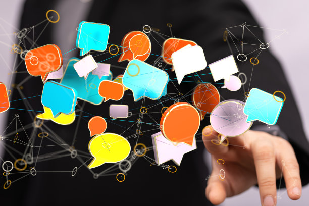 渲染一个电子邮件符号和网络通信与模糊的背景图片下载