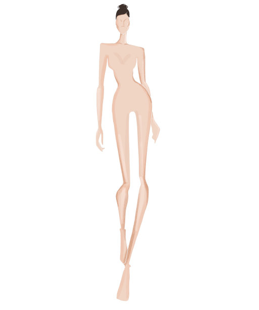 时尚模板。速写。白色背景上的一个女人的身影图片下载