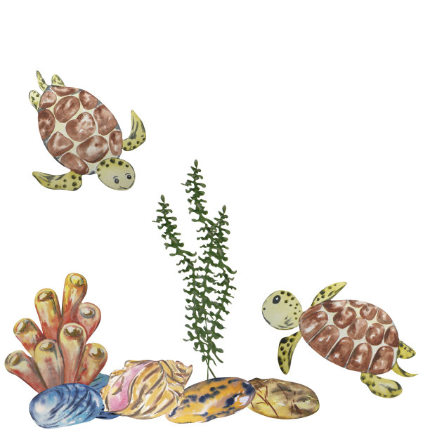 水彩画的海底世界的海洋。光栅手工制作的。可用于海报，t恤，标签，明信片，设计。图片下载