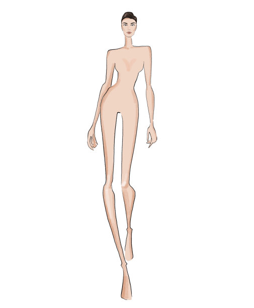时尚模板。速写。白色背景上的一个女人的身影图片下载