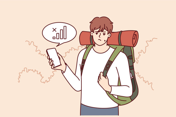 背着双肩包的迷途旅行者正在通过移动网络寻找回家的路图片下载