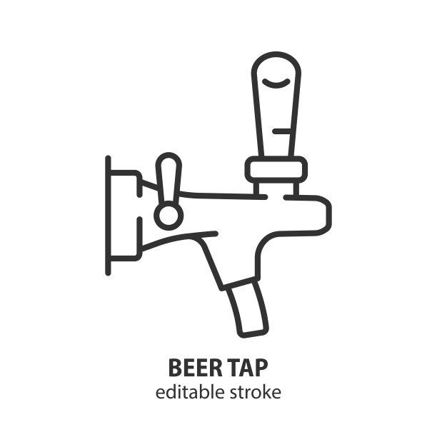 啤酒龙头图标。矢量条设备标志。可编辑的中风。图片下载