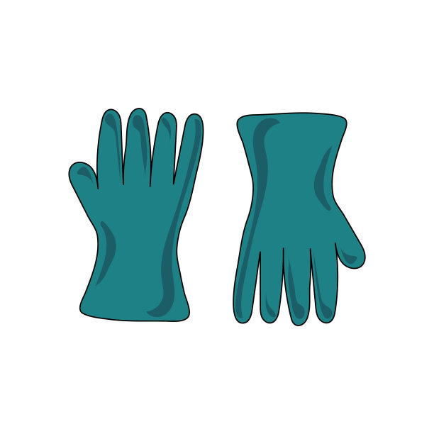 蓝色橡胶手套。卡通橡胶手套、医用手套、家务清洁、防疫概念、抗菌、消毒、杀菌。孤立在白色背景上。矢量图图片下载