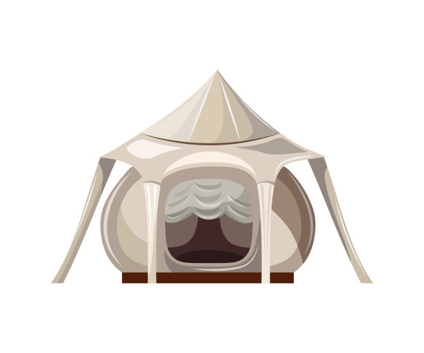 帐篷，现代旅游大帐篷，白底豪华露营。矢量插图。图片下载