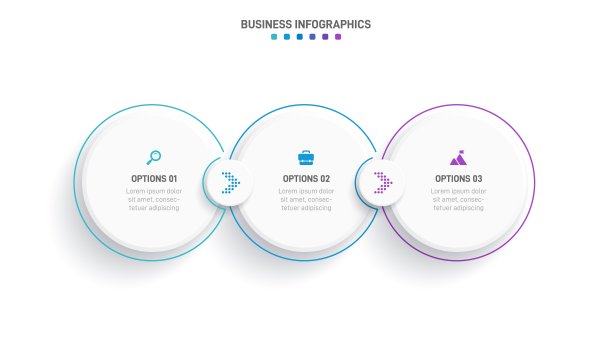 时间轴信息图与信息图表。现代表示模板与3个spets的业务流程。网站模板在白色背景的概念现代设计。横向布局。图片下载