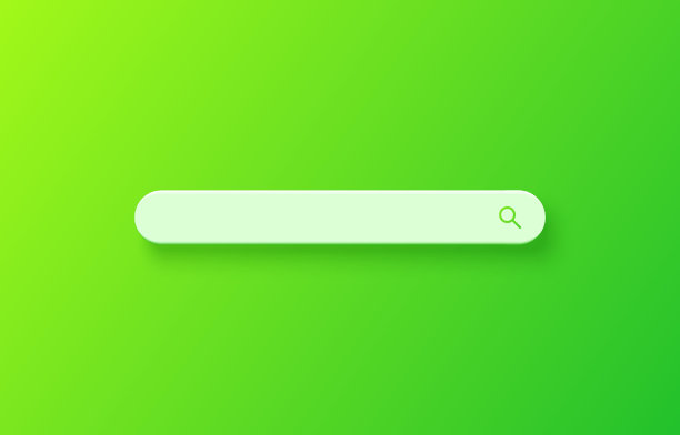 3d渲染搜索栏图形设计元素在绿色背景。浏览器窗口中的搜索按钮图片下载